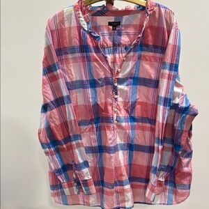 Talbots plaid tunic blouse 3XL PETITE
